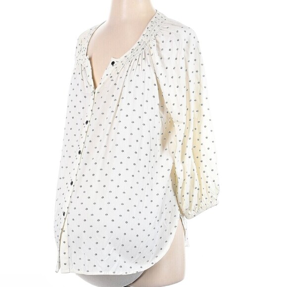 The nines by hatch women boho blouse ivory shabby chic large maternity size L. - Picture 1 of 12